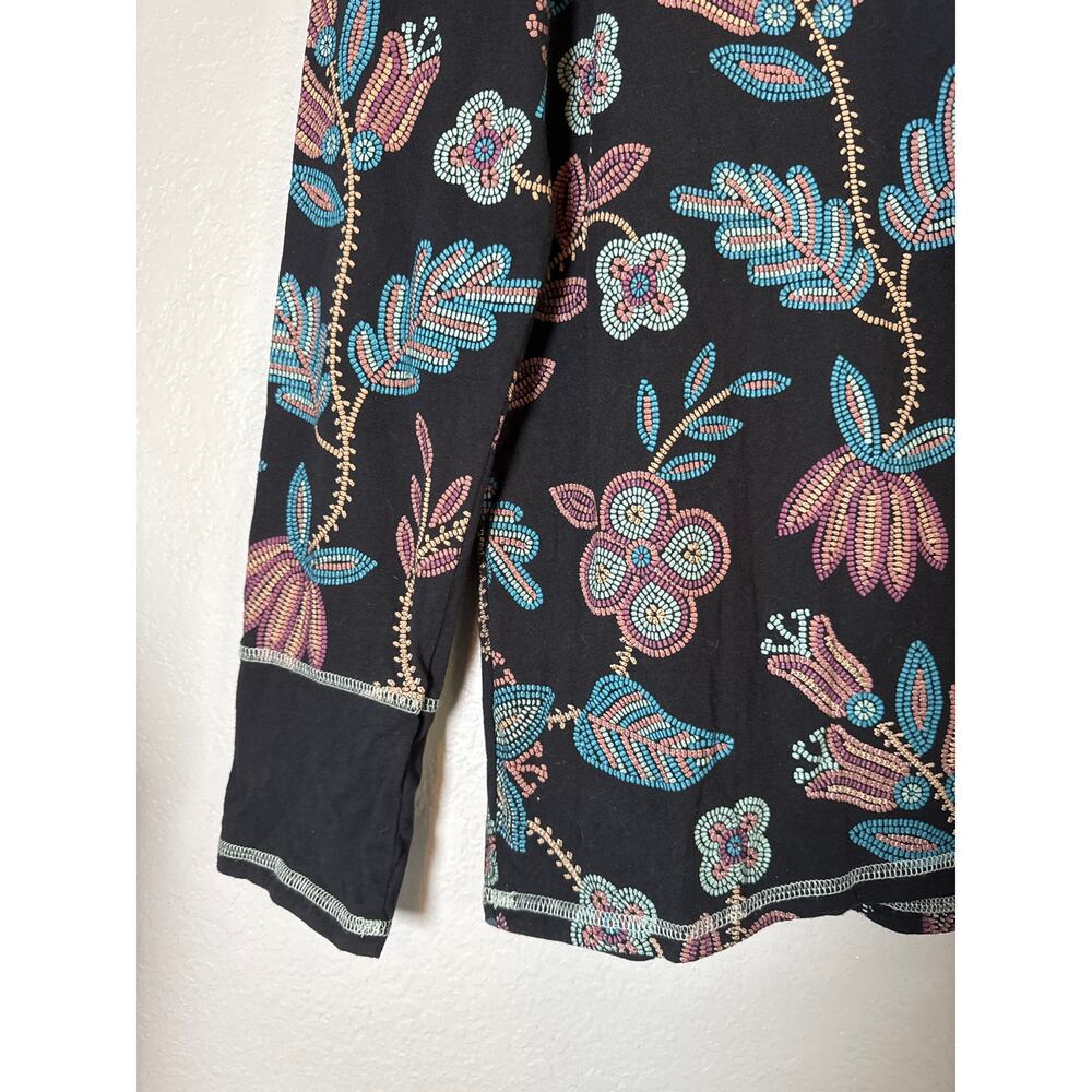 Double D Ranch Black Goats Island Souvenirs Top Womens XL Beaded Floral Bohemian - Picture 7 of 8